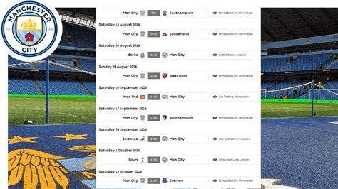 manchester city fc fixtures and results